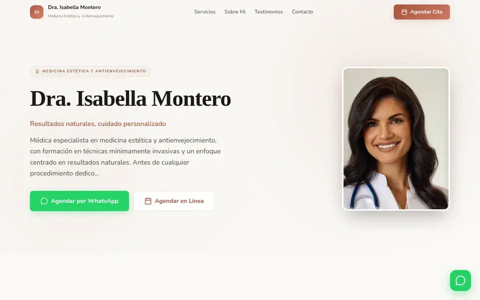 Sitio de Dra. Isabella Montero, Medicina Estética, creado con IMMED